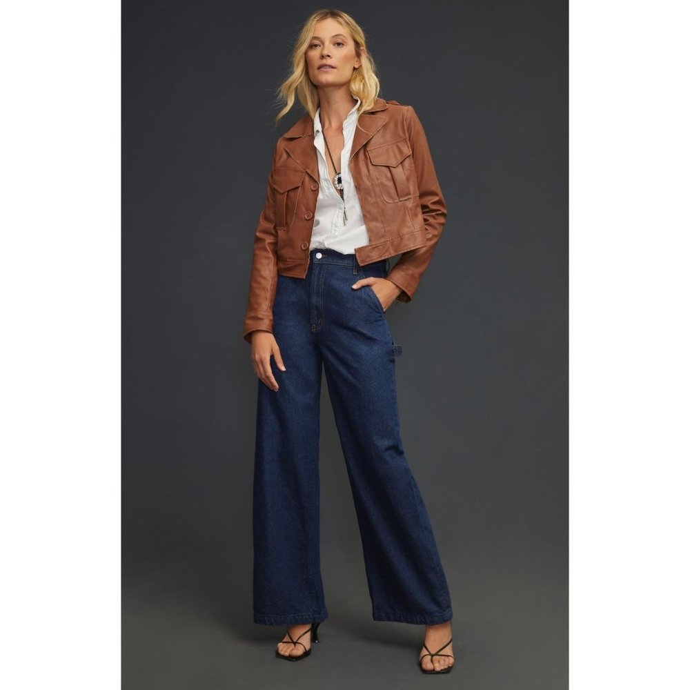 SNACKS! Mother The Fun Dip Utility Puddle Size 25 in Cold Brew Wide Leg Straight